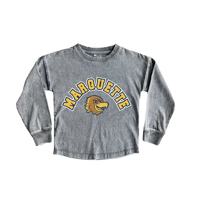 Girls Youth Gameday Couture Gray Marquette Golden Eagles Faded Wash Pullover Top