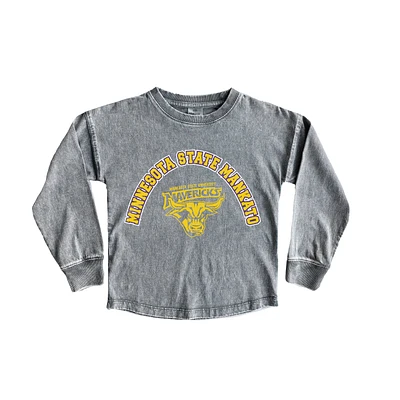 Girls Youth Gameday Couture Gray Minnesota State University Mankato Faded Wash Pullover Top
