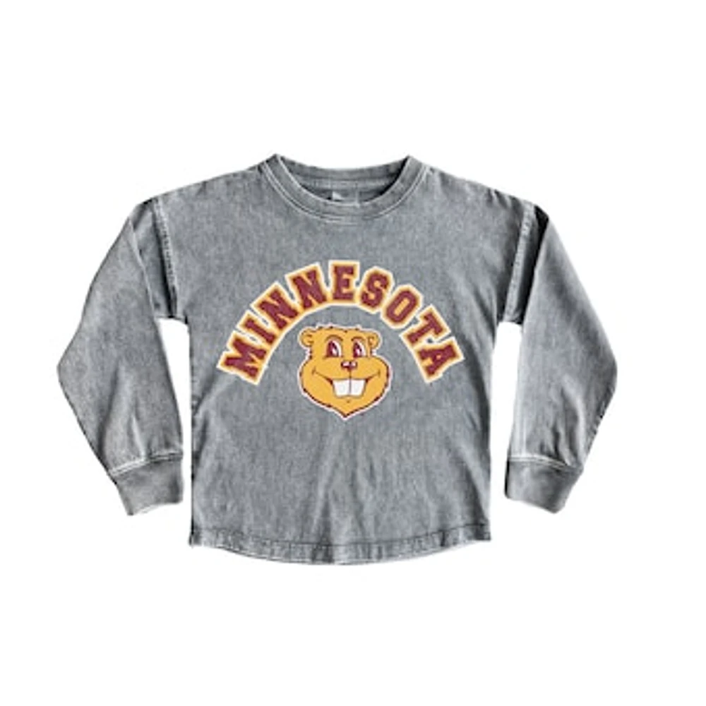 Girls Youth Gameday Couture Gray Minnesota Golden Gophers Faded Wash Pullover Top