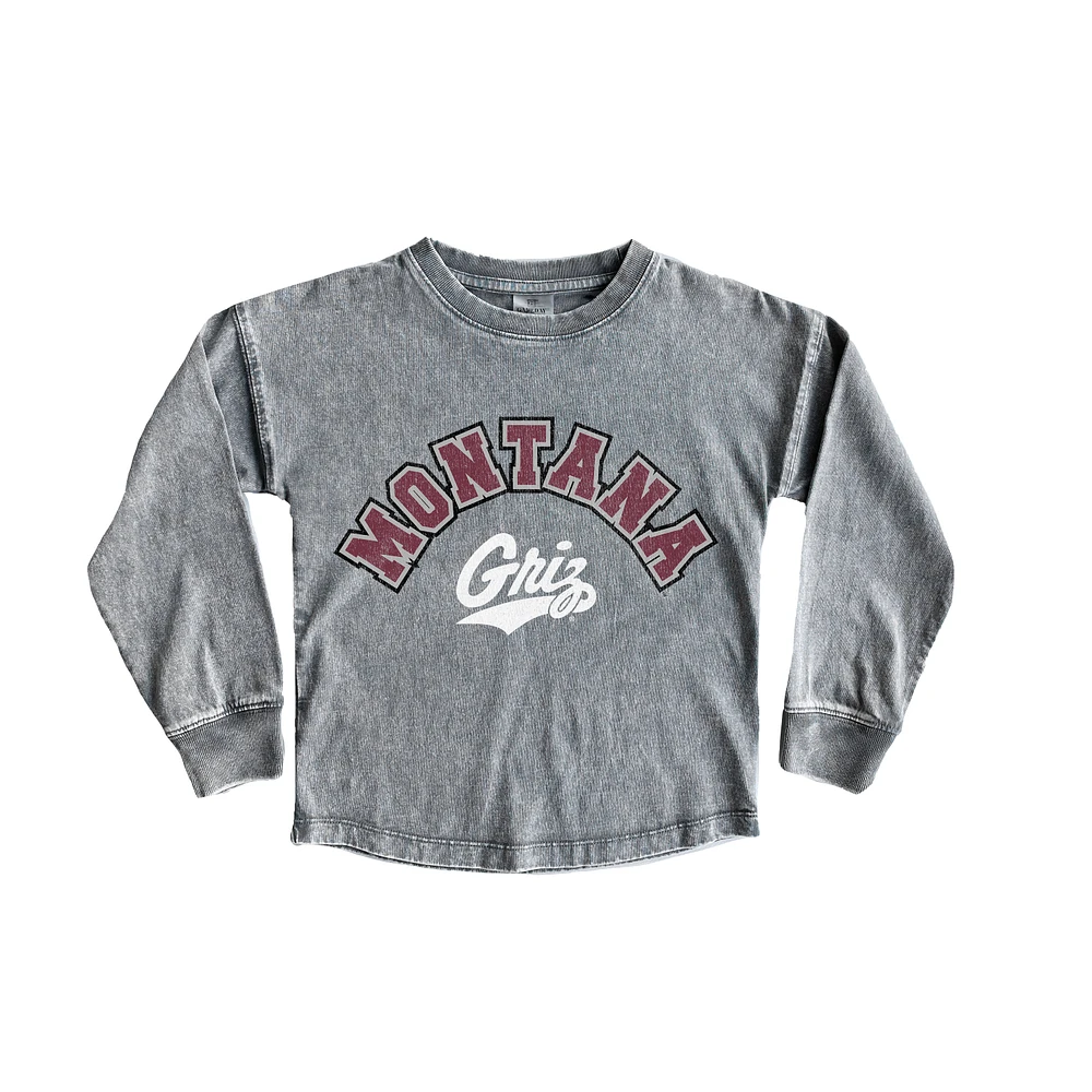 Girls Youth Gameday Couture Gray Montana Grizzlies Faded Wash Pullover Top