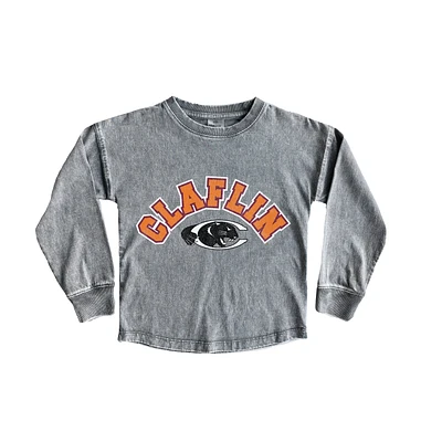 Girls Youth Gameday Couture Gray Claflin Panthers Faded Wash Pullover Top