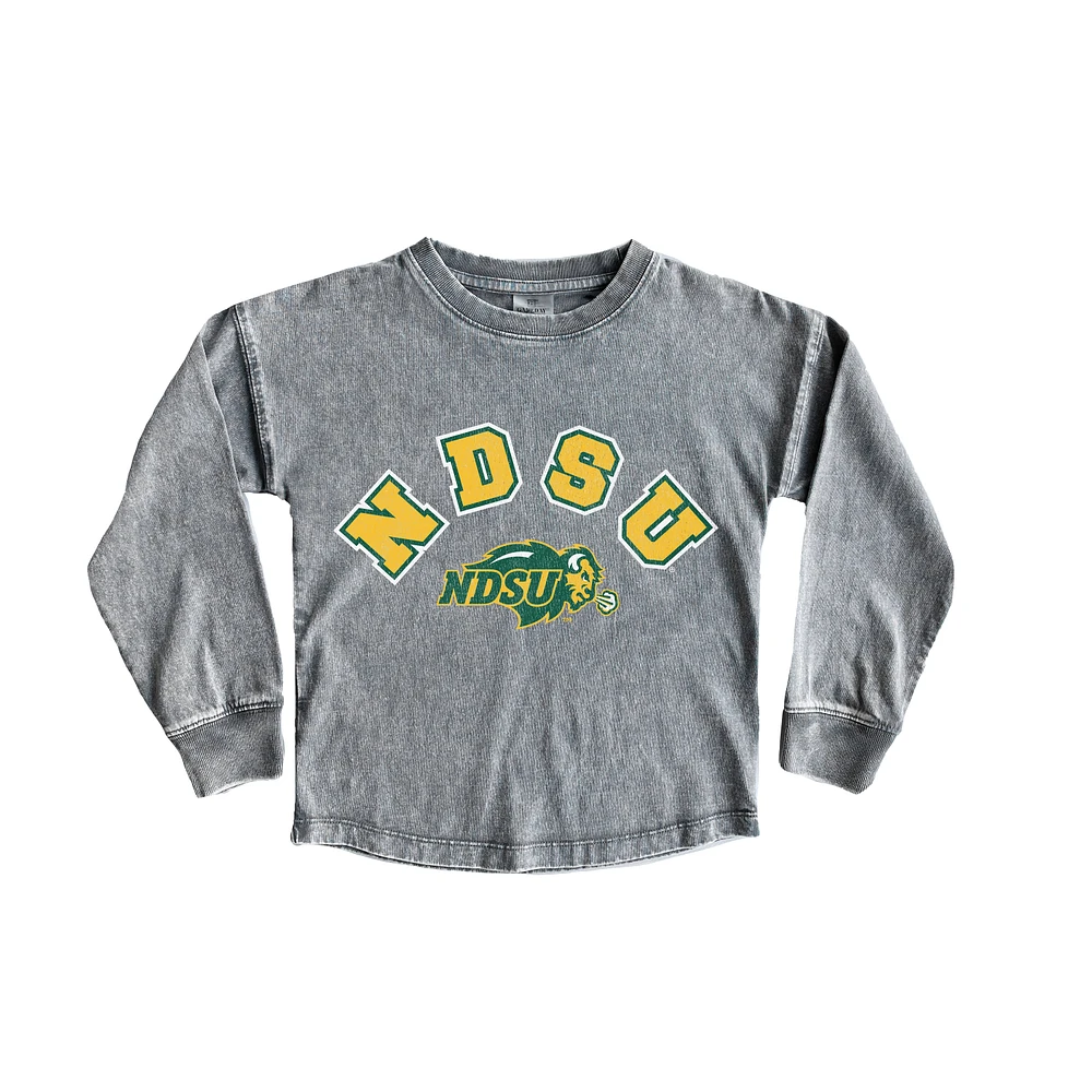 Girls Youth Gameday Couture Gray NDSU Bison Faded Wash Pullover Top