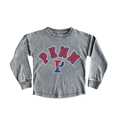 Girls Youth Gameday Couture Gray Pennsylvania Quakers Faded Wash Pullover Top