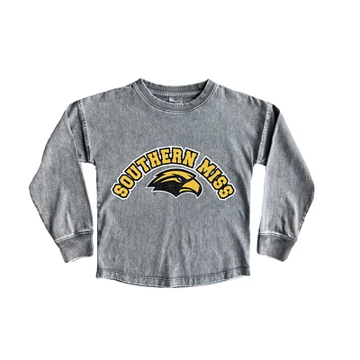 Girls Youth Gameday Couture Gray Southern Miss Golden Eagles Faded Wash Pullover Top