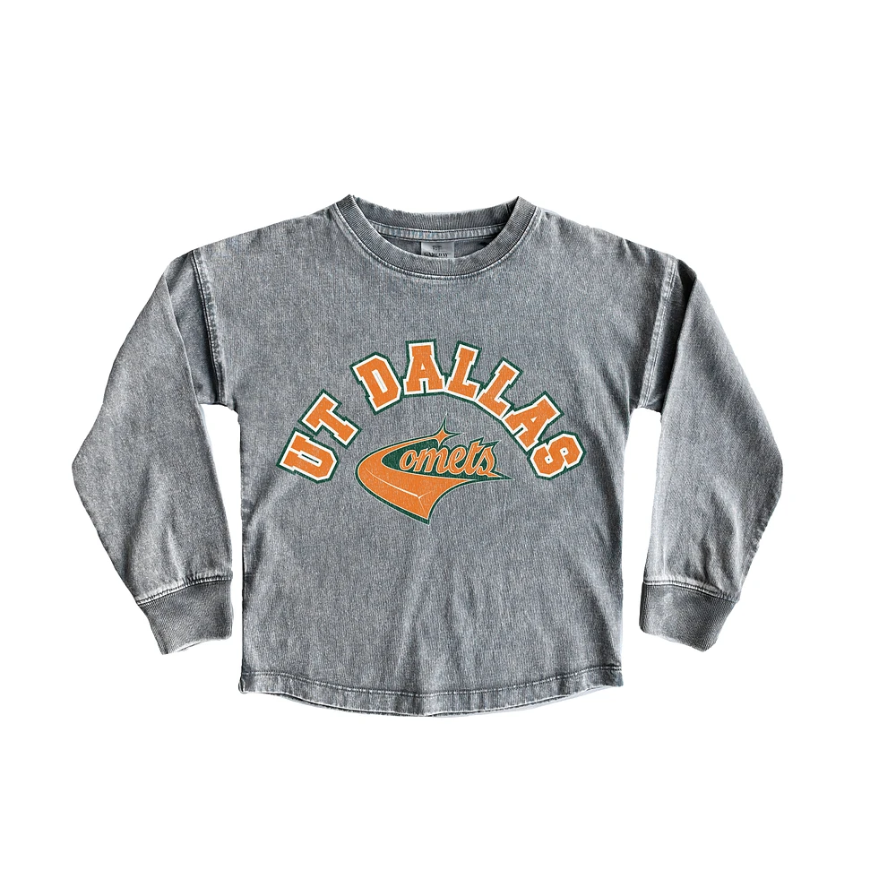 Girls Youth Gameday Couture Gray UT Dallas Faded Wash Pullover Top