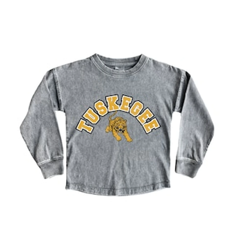 Girls Youth Gameday Couture Gray Tuskegee Golden Tigers Faded Wash Pullover Top