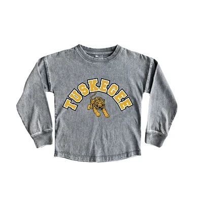 Girls Youth Gameday Couture Gray Tuskegee Golden Tigers Faded Wash Pullover Top