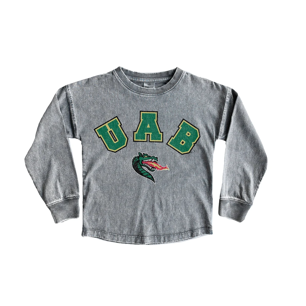 Girls Youth Gameday Couture Gray UAB Blazers Faded Wash Pullover Top