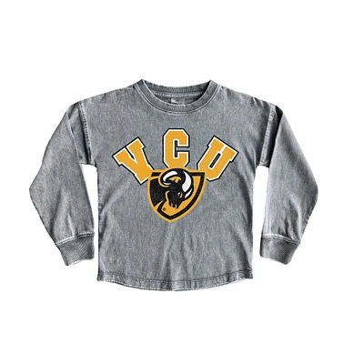 Girls Youth Gameday Couture Gray VCU Rams Faded Wash Pullover Top