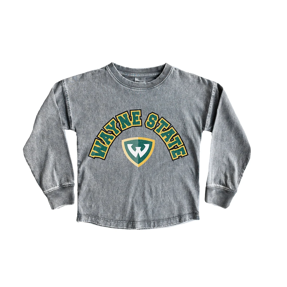 Girls Youth Gameday Couture Gray Wayne State Warriors Faded Wash Pullover Top