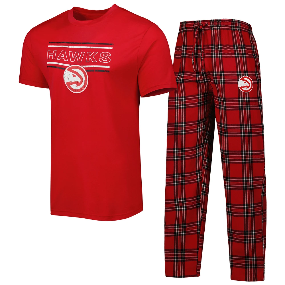 Men's Concepts Sport Red/Black Atlanta Hawks Badge Top & Pajama Pants Sleep Set