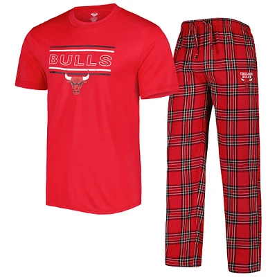 Men's Concepts Sport Red/Black Chicago Bulls Badge Top & Pajama Pants Sleep Set