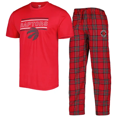 Men's Concepts Sport Red/Black Toronto Raptors Badge Top & Pajama Pants Sleep Set