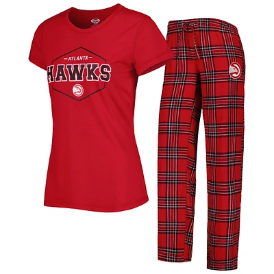 Women's Concepts Sport Red/Black Atlanta Hawks Badge Top & Pajama Pants Sleep Set