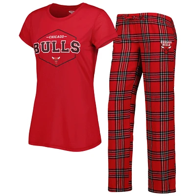 Women's Concepts Sport Red/Black Chicago Bulls Badge Top & Pajama Pants Sleep Set