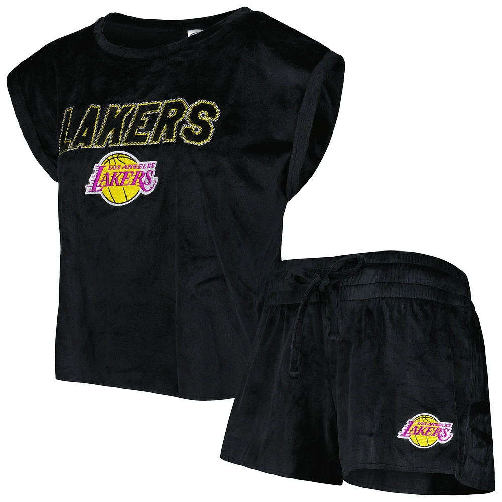 Women's Concepts Sport Black Los Angeles Lakers Intermission Top & Shorts Sleep Set