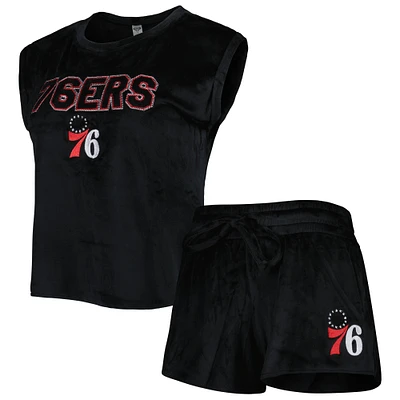 Women's Concepts Sport Black Philadelphia 76ers Intermission Top & Shorts Sleep Set