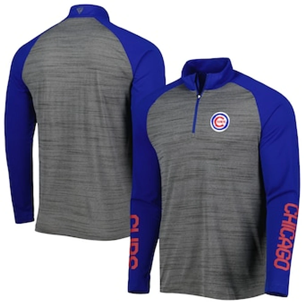 Men's Levelwear Heather Gray Chicago Cubs Vandal Raglan Quarter-Zip Top