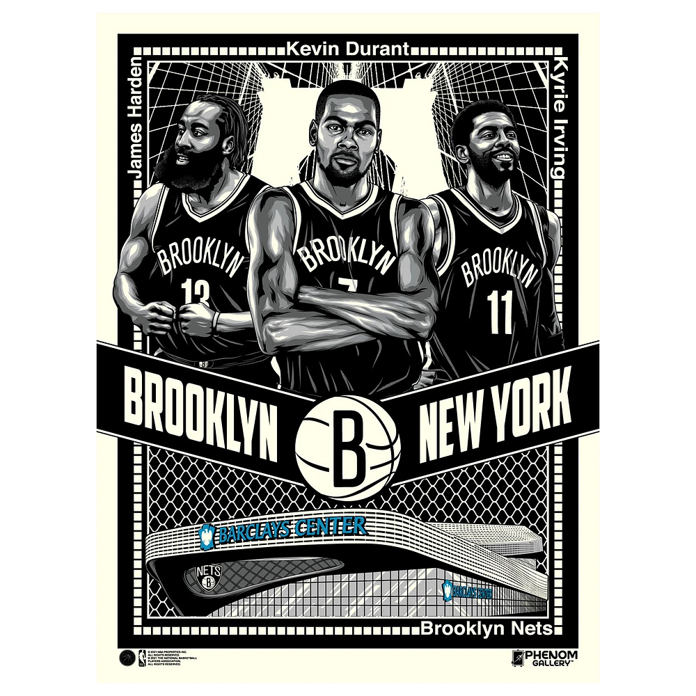 Phenom Gallery Brooklyn Nets 18'' x 24'' 18'' x 24'' Big Three Serigraph
