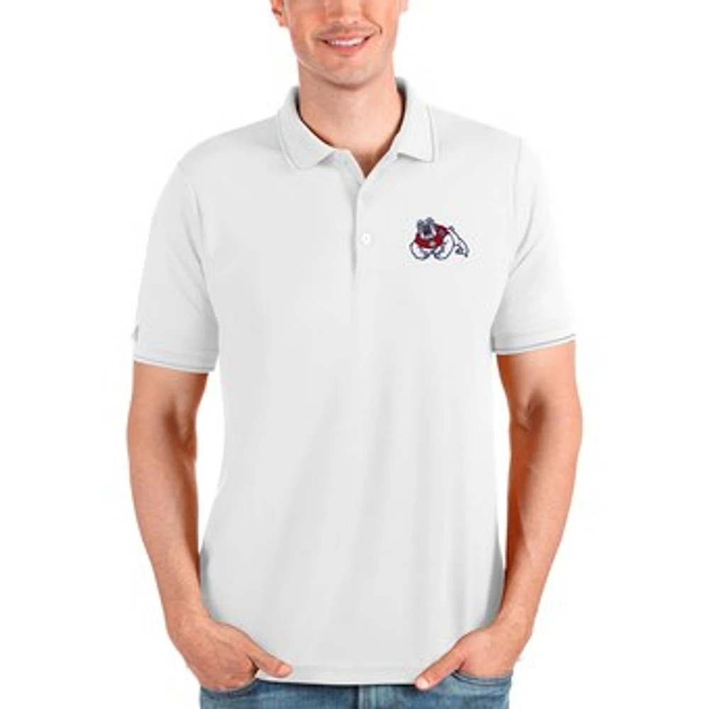 Men's Antigua White Fresno State Bulldogs Affluent Polo