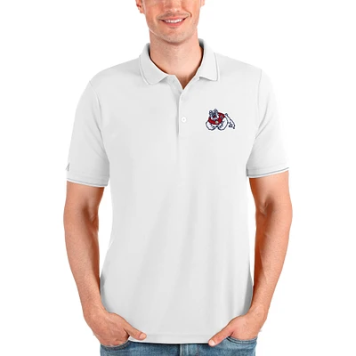 Men's Antigua White Fresno State Bulldogs Affluent Polo