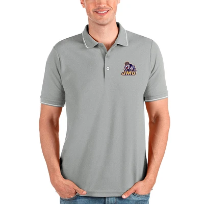 Men's Antigua Gray James Madison Dukes Affluent Polo