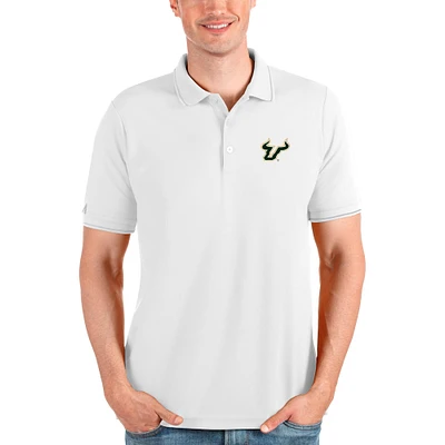 Men's Antigua White South Florida Bulls Affluent Polo
