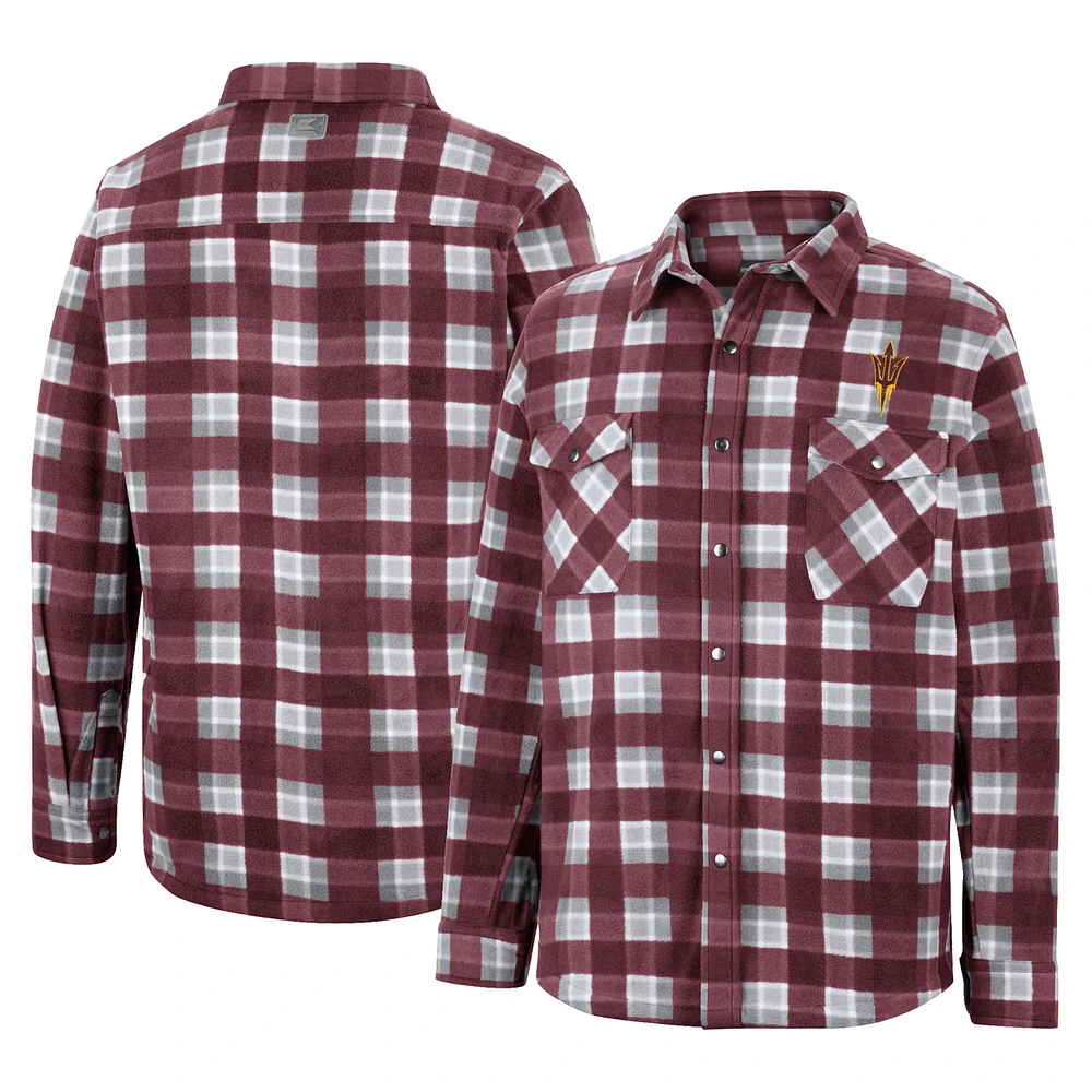 Men's Colosseum Maroon/White Arizona State Sun Devils Ellis Plaid Full-Snap Shirt Jacket