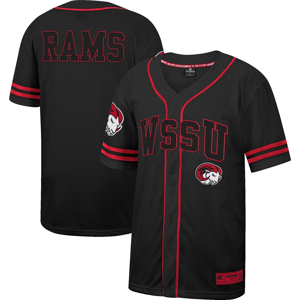 Men's Colosseum Black Winston-Salem State Rams Free Spirited Mesh Button-Up Baseball Jersey