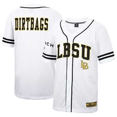 Men's Colosseum White Cal State Long Beach The Beach Free Spirited Mesh Button-Up Baseball Jersey
