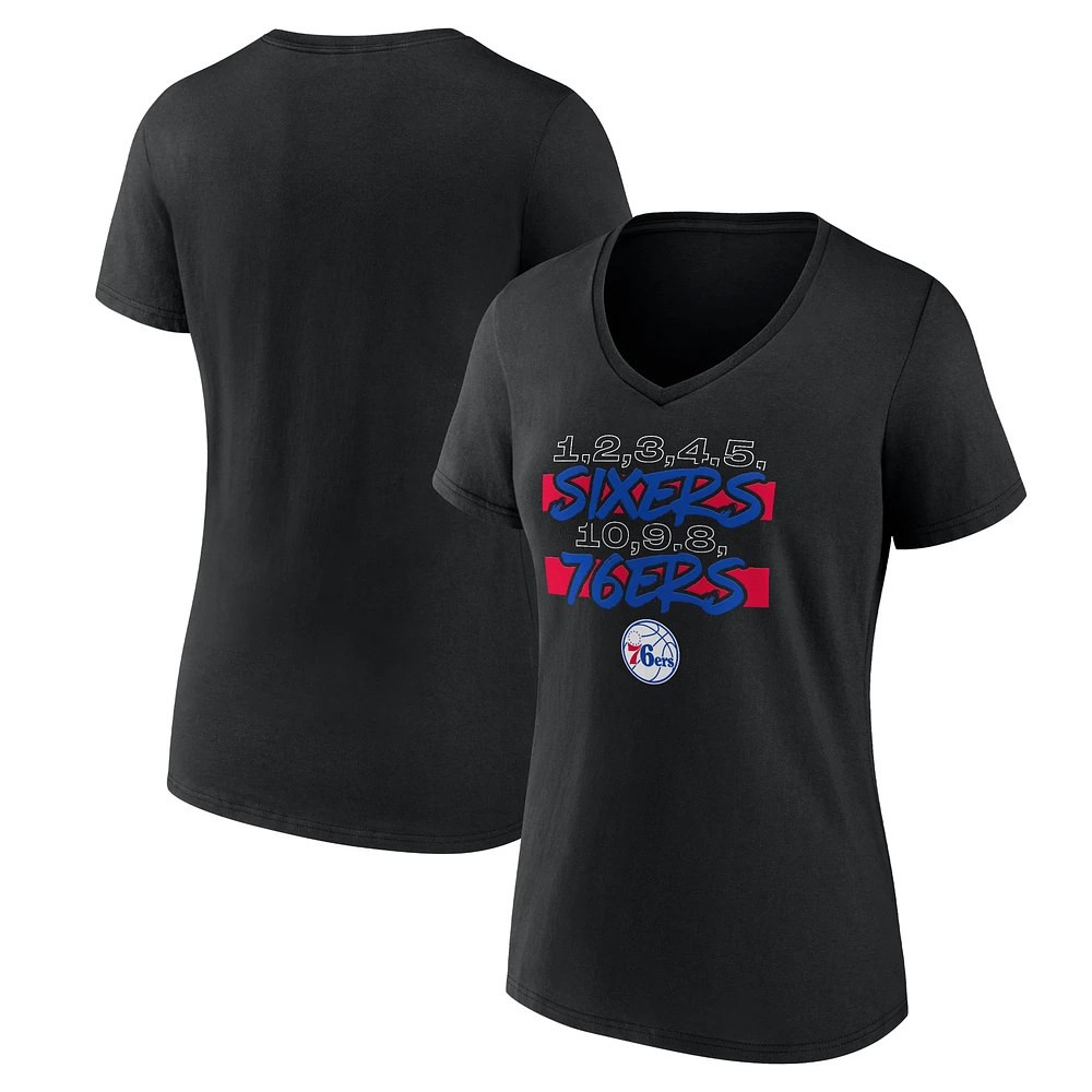 Women's Black Philadelphia 76ers Core Hometown V-Neck T-Shirt