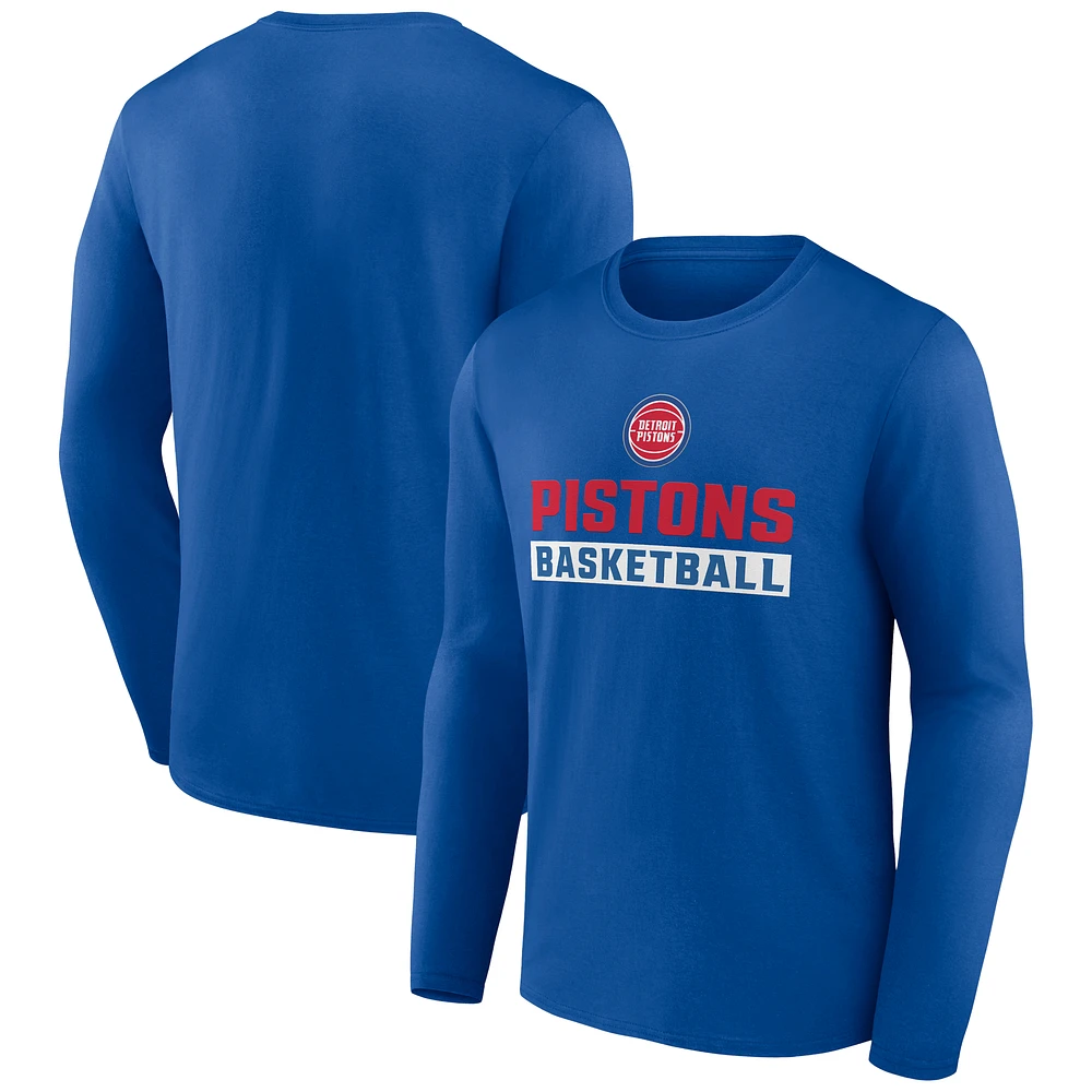 Men's Blue Detroit Pistons Let's Go Long Sleeve T-Shirt