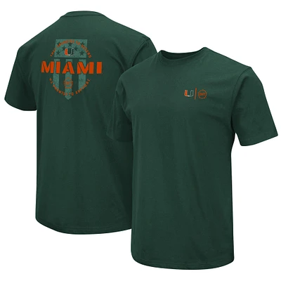 Men's Colosseum Green Miami Hurricanes OHT Military Appreciation T-Shirt