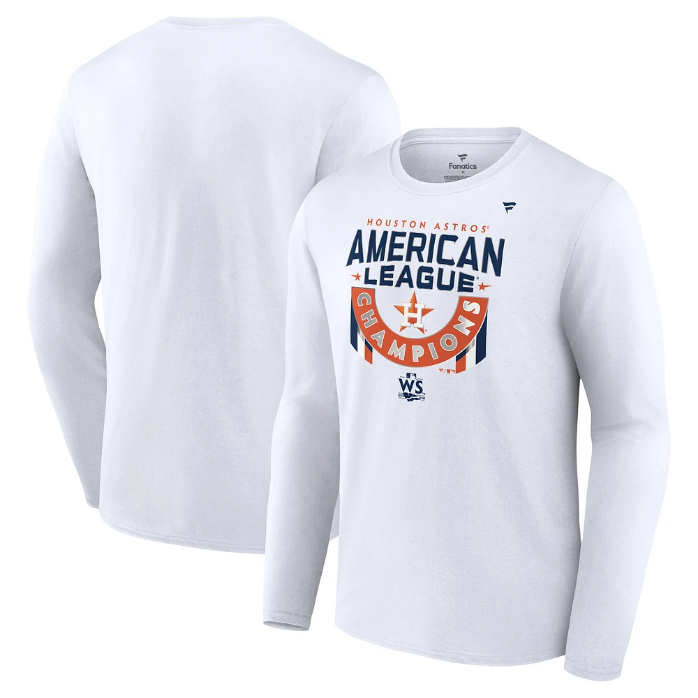 Men's Fanatics White Houston Astros 2022 American League Champions Locker Room Long Sleeve T-Shirt