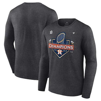 Men's Fanatics Heather Charcoal Houston Astros 2022 World Series Champions Locker Room Long Sleeve T-Shirt