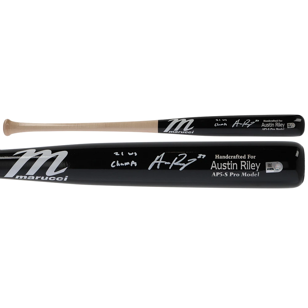 Austin Riley Atlanta Braves Autographed Marucci Game Model Bat with "21 WS Champs" Inscription