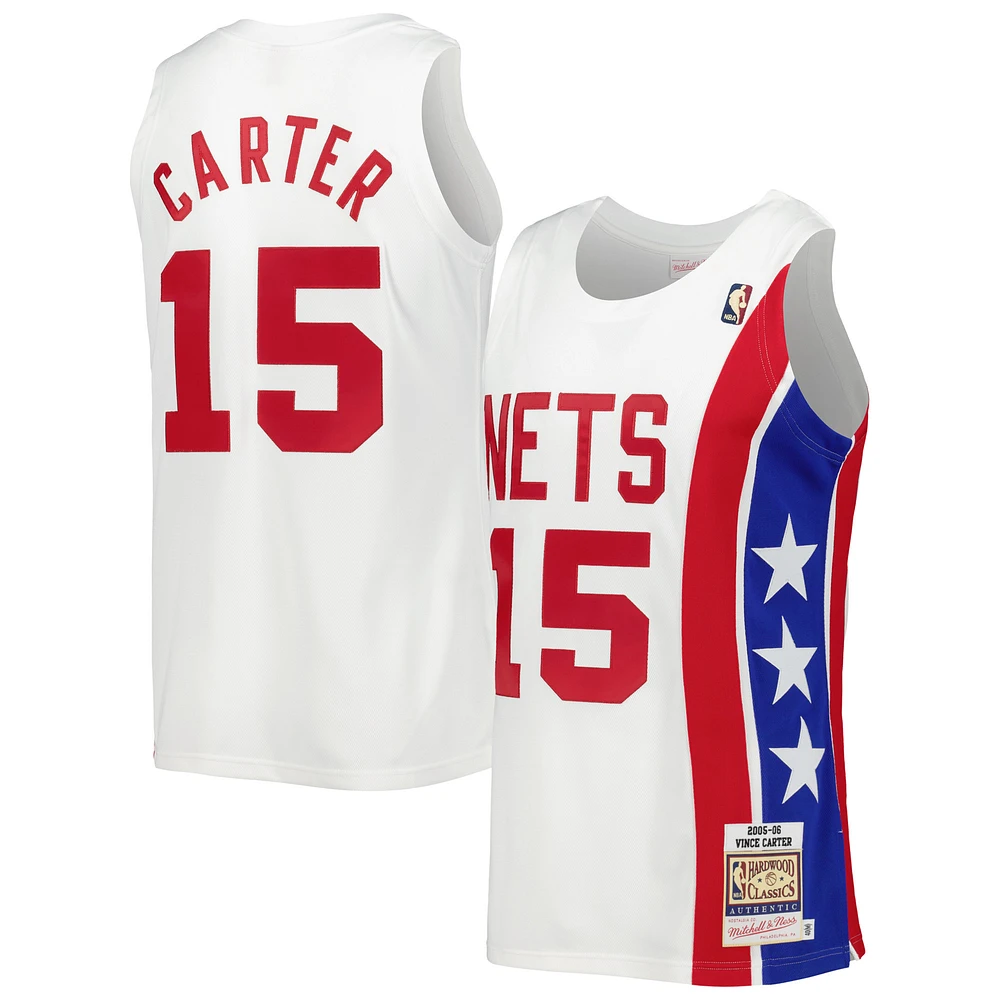 Men's Mitchell & Ness Vince Carter White New Jersey Nets Hardwood Classics Swingman