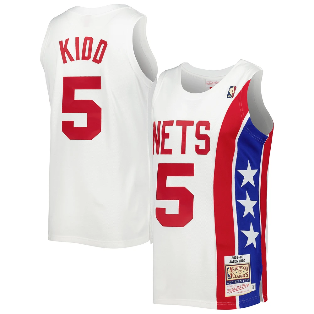Men's Mitchell & Ness Jason Kidd White New Jersey Nets Hardwood Classics Swingman
