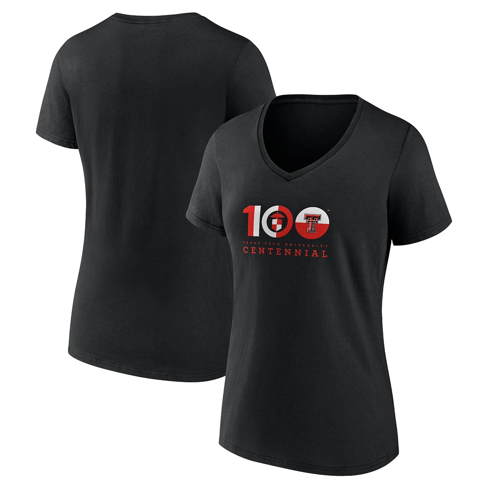 Women's Black Texas Tech Red Raiders Centennial V-Neck T-Shirt