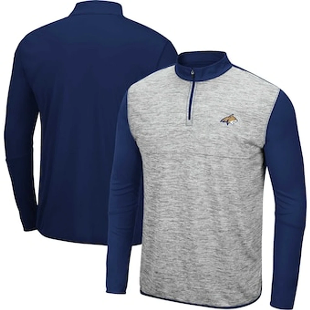Men's Colosseum Heather Gray/Navy Montana State Bobcats Prospect Quarter-Zip Jacket