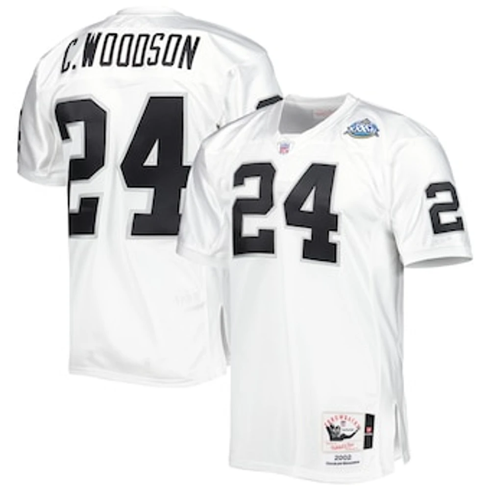 Men's Mitchell & Ness Charles Woodson White Las Vegas Raiders 2002 Authentic Throwback Retired Player Jersey