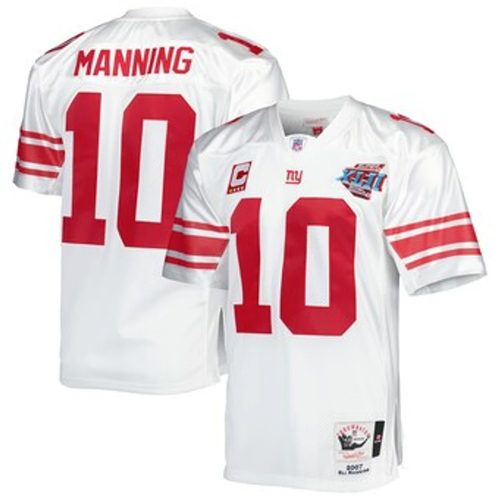 Men's Mitchell & Ness Eli Manning White New York Giants 2007 Authentic Throwback Retired Player Jersey