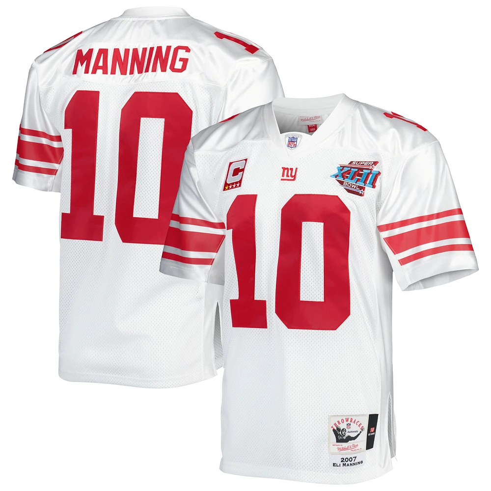 Men's Mitchell & Ness Eli Manning White New York Giants 2007 Authentic Throwback Retired Player Jersey