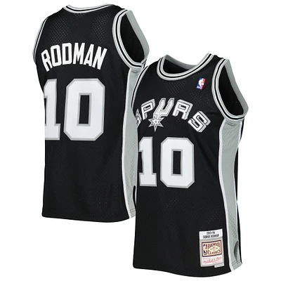 Men's Mitchell & Ness Dennis Rodman Black San Antonio Spurs 1993/94 Hardwood Classics Swingman Jersey