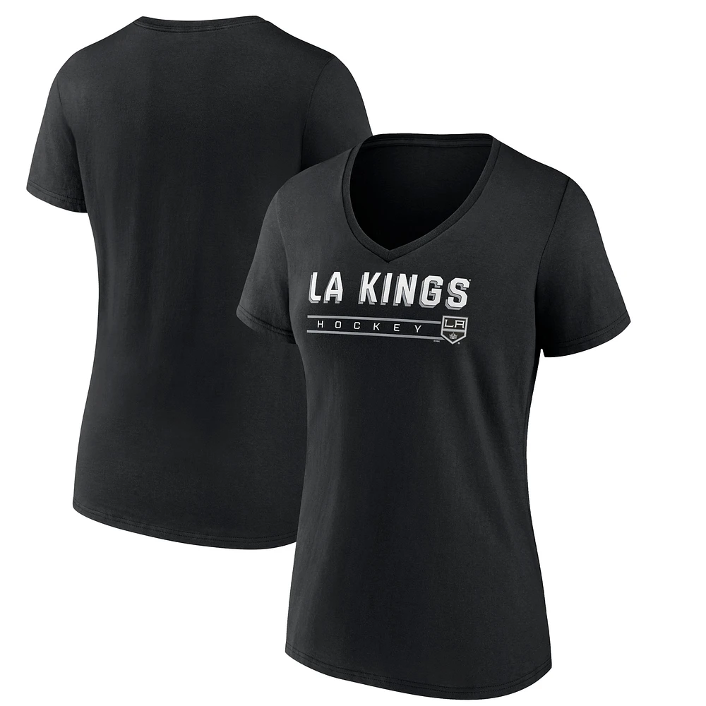 Women's Black Los Angeles Kings Primary Play V-Neck T-Shirt