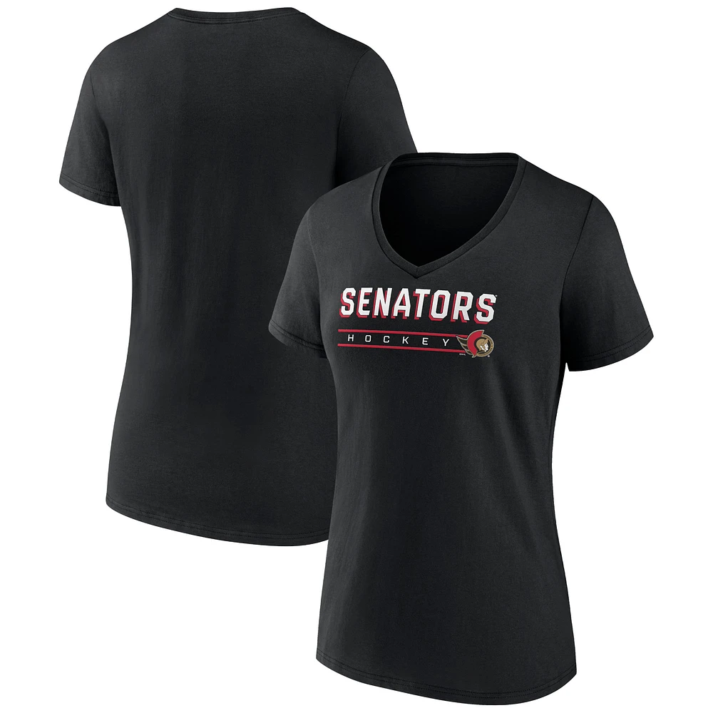 Women's Black Ottawa Senators Primary Play V-Neck T-Shirt