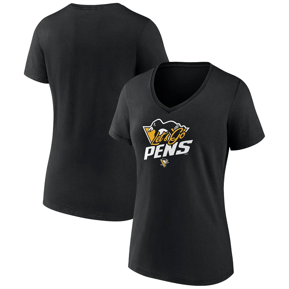 Women's Black Pittsburgh Penguins Active Edge V-Neck T-Shirt