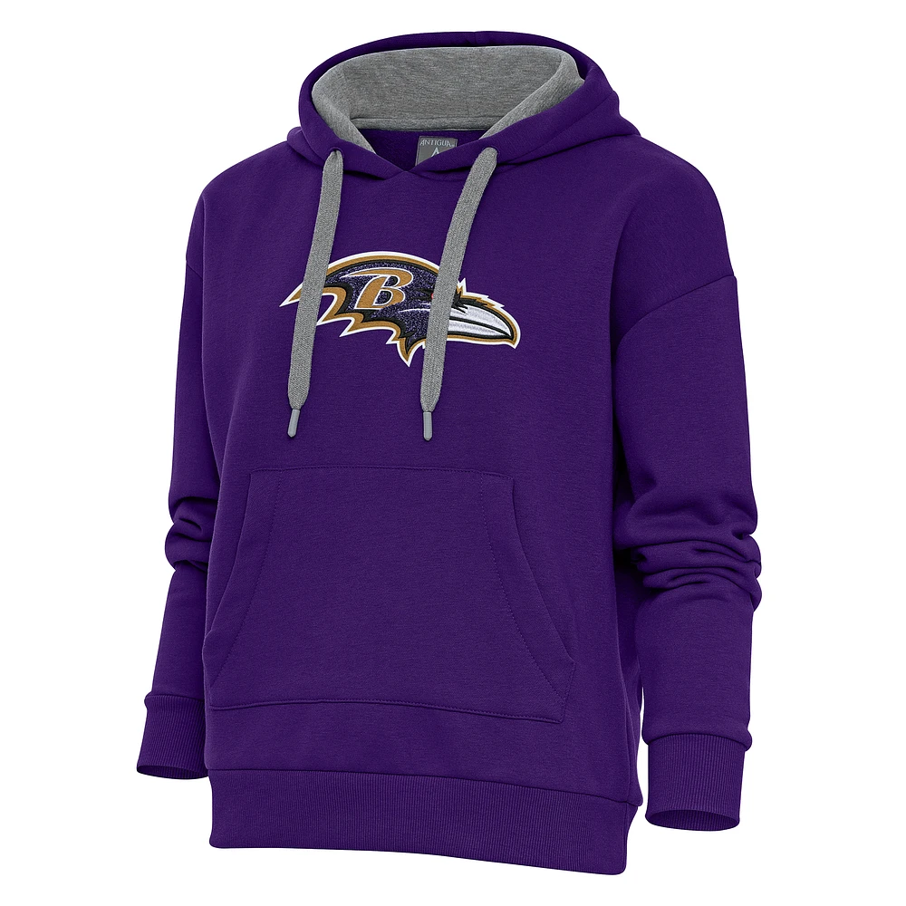 Women's Antigua Purple Baltimore Ravens Victory Chenille Pullover Hoodie