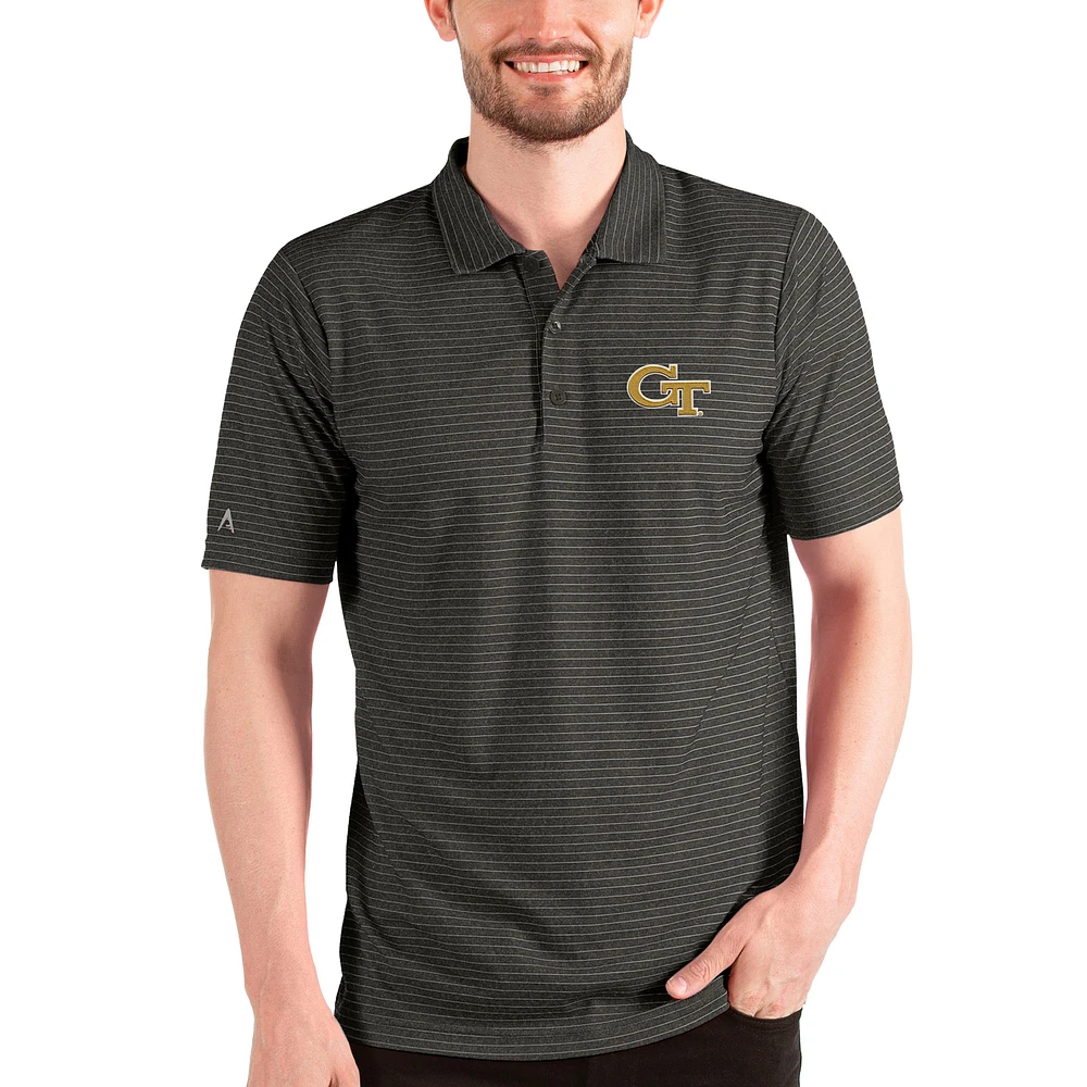 Men's Antigua Heathered Black/Silver Georgia Tech Yellow Jackets Esteem Polo