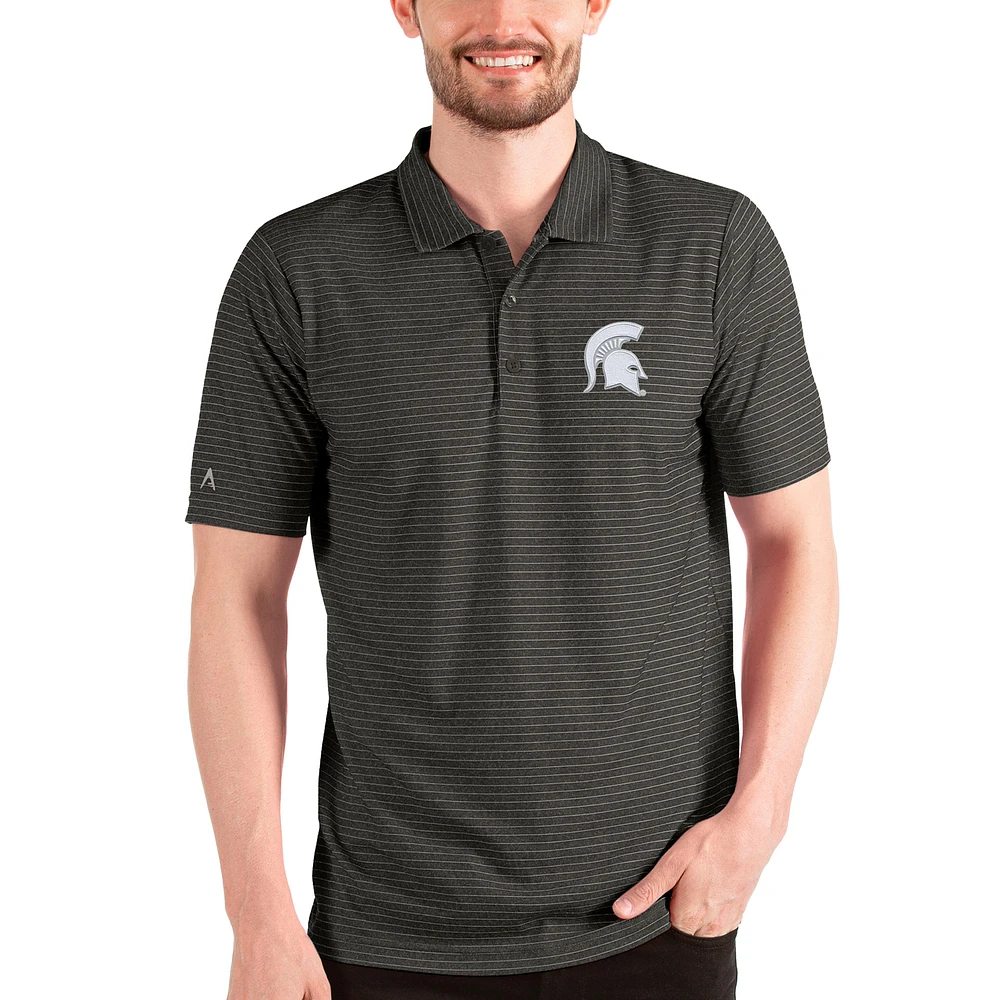 Men's Antigua Heathered Black/Silver Michigan State Spartans Esteem Polo